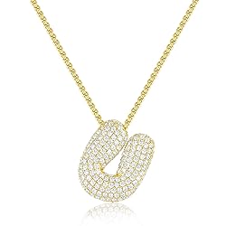 KissYan Bubble Letter Necklace, 14K Gold Plated