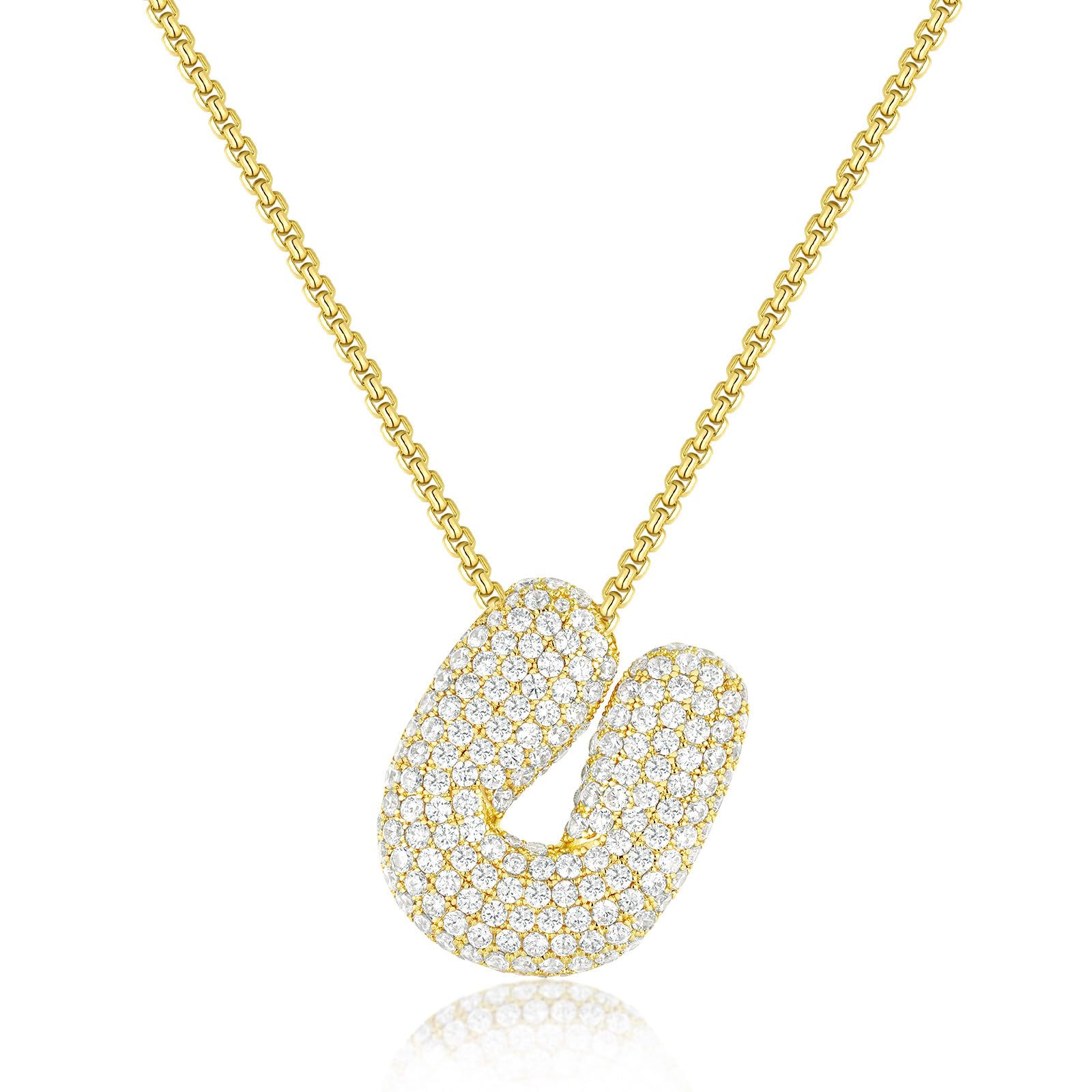 KissYan Bubble Letter Necklace, 14K Gold Plated