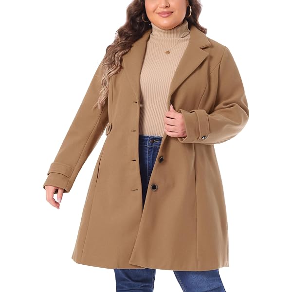 Amazon.com: Agnes Orinda Plus Size Peacoat for Women Elegant