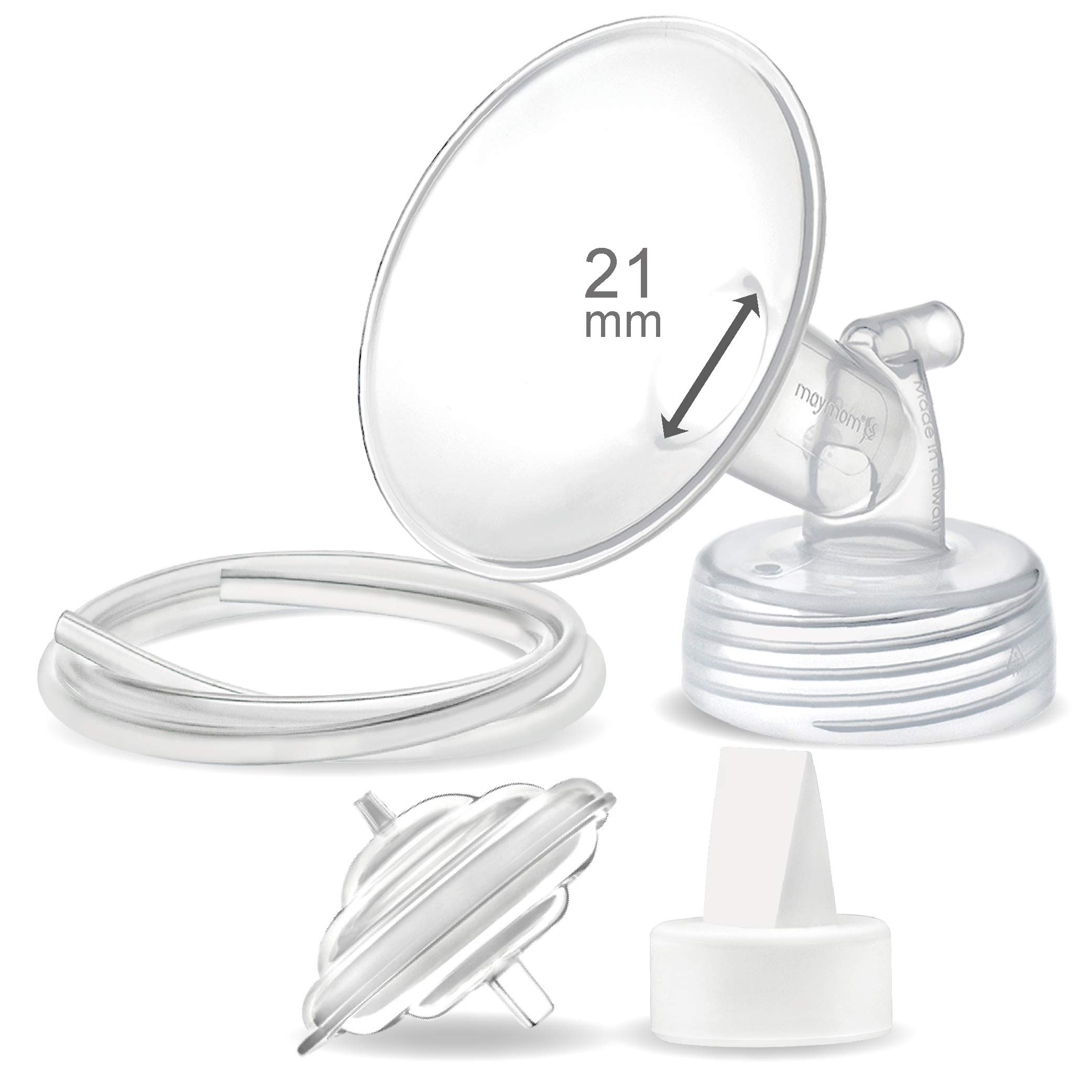 Maymom Pump Part 1x Flange (21mm) 1 Valve 1 Tubing 1 Backflow Protector Compatible w Spectra S2 Spectra S1 Pump, Not Original Spectra S2 Pump Part Replace Spectra 20mm Flange Valve Backflow Protector