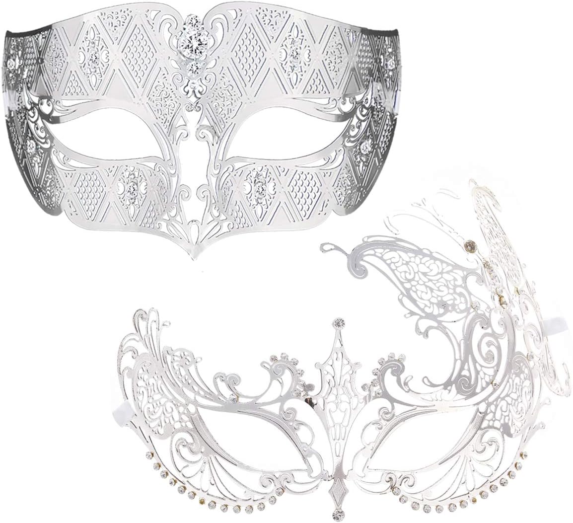 CoddsmzCouples Venetian Masquerade Mask Set Luxury Style Princess Party Mask for Couples Women and Men Mardi Gras Masks
