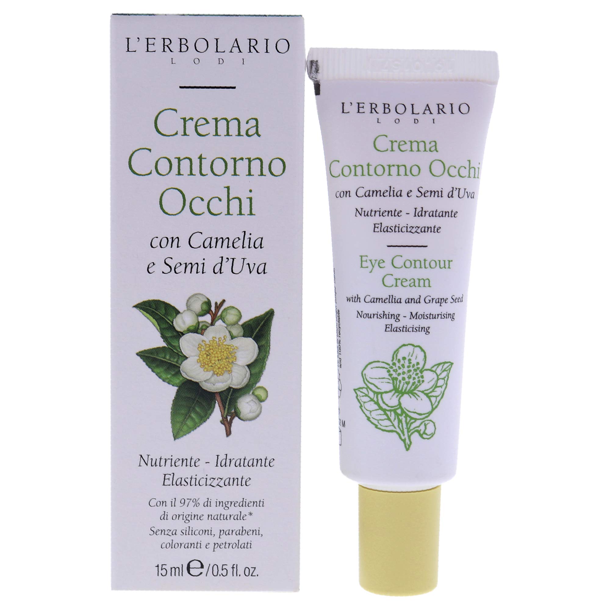 LErbolario Eye Contour Cream with Camelia and Grape Seed For Unisex 0.5 oz Cream
