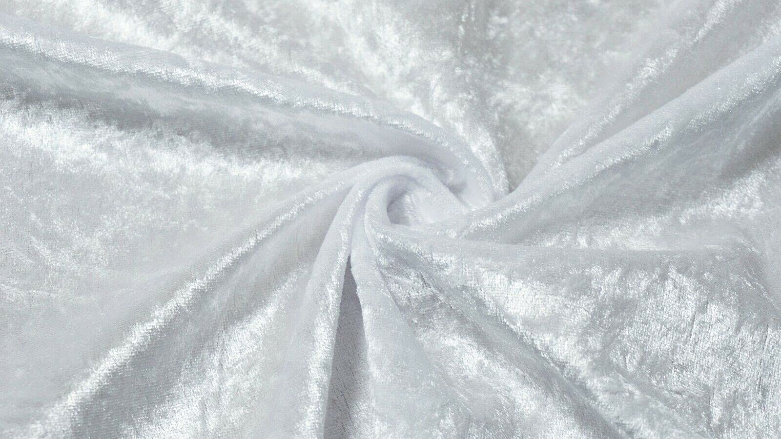 Novato Textiles Premium Crushed Velvet Stretch Velour Glitz Fabric Material 150cm Wide (White, 2 Meter)
