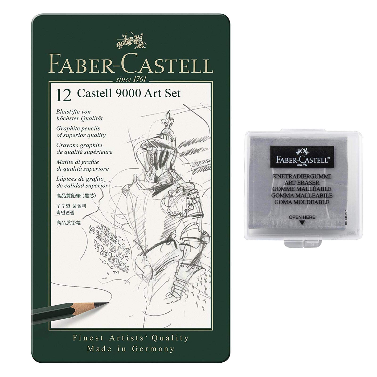 Faber-Castell 119065 – Pencil Castell 9000, Set of 12 Art Set, Contents 8B – 2H
