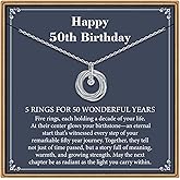 IEFLIFE Birthstone Birthday Gifts for Women - 925 Sterling Silver Chain Circles Necklaces, 4 5 6 7 Circles Birthday Necklace for Women Her, 40th 50th 60th 70th Birthday Necklace Gifts for Women Her