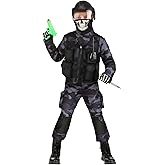 Kids Navy Midnight Commando Costume | Military Army Soldier Set for Kids with Vest, Helmet and Accessories