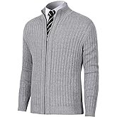 Pioneer Camp Men's Cardigan Sweaters Full Zip Up Stand Collar Slim Fit Casual Knitted Sweater with 2 Front Pockets