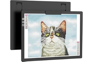 HIUKCOLED Rechargeable A4 Light Pad, Battery Powered Light Board with Top Clip＆Stand, Stepless Dimmable＆6-Level Brightness Adjustable, Wireless LED Tracing Box for Diamond Painting,Drawing,Sketching