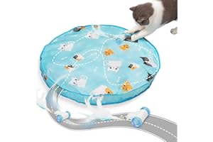 Pubialo 2 in 1 Interactive Cat Toys for Bored Indoor Adult Cats,Motion Activated Automatic Hide and Seek Cat Mat Toy,Self Play Cat Toys,Cat Stimulation Toys for Indoor Cats,Moving (Fetch)