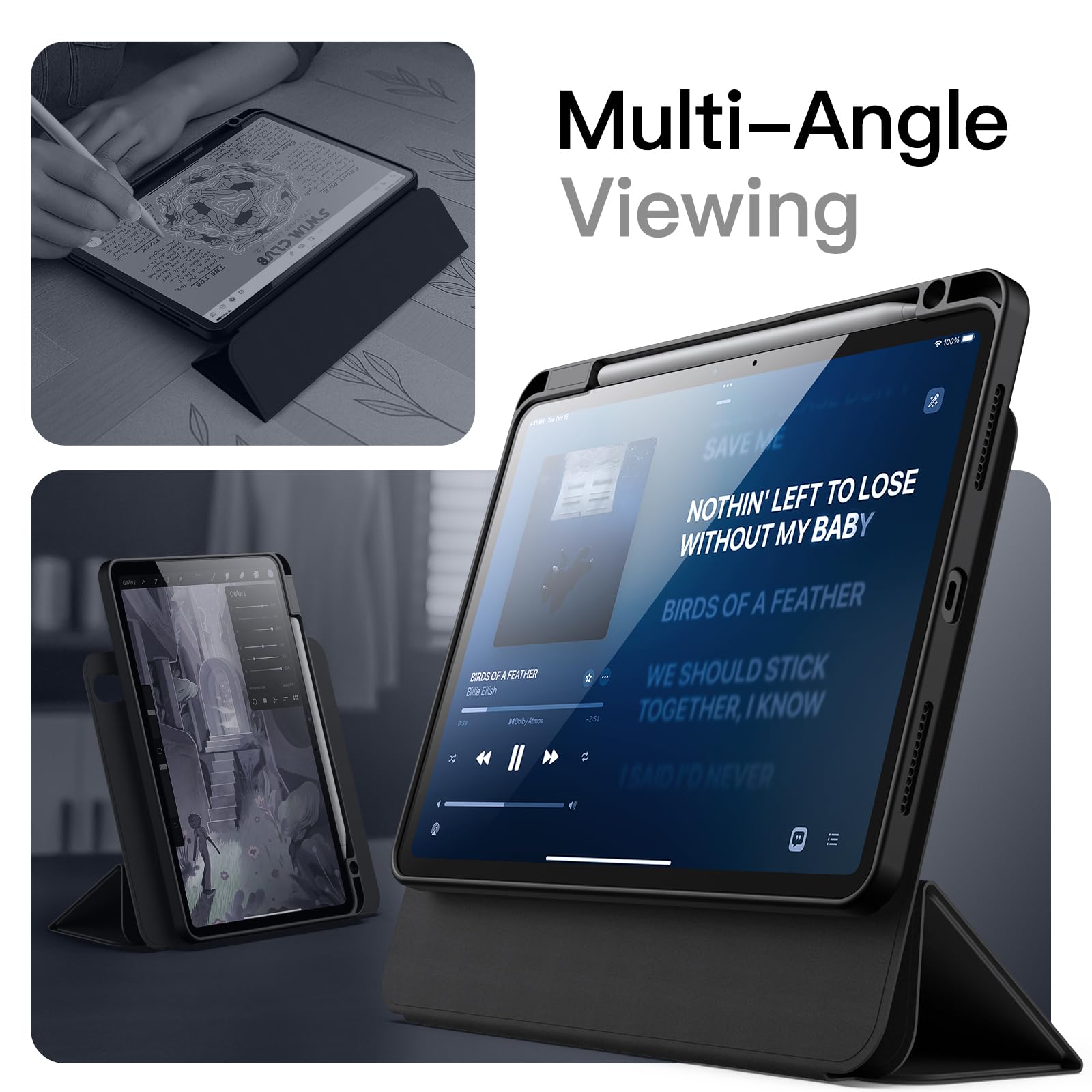 JETech Magnetic Detachable Case for iPad Air 11-Inch M3/M2 (2025/2024)