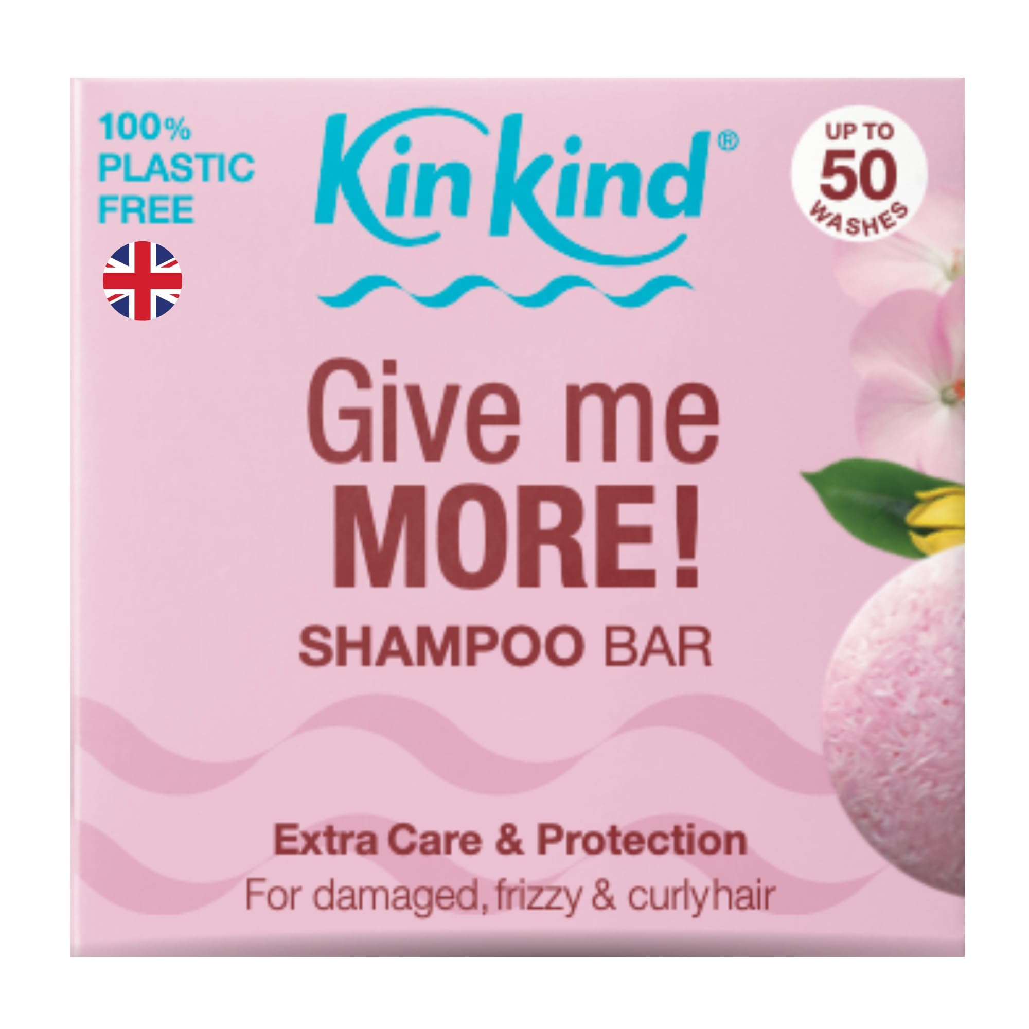 KinKind Give me MORE! Shampoo Bar for for Curly, Damaged & Frizzy hair. Extra Care & Protection. Up to 50 washes. Vegan. No silicones or parabens. UK made. 50g โ image 1