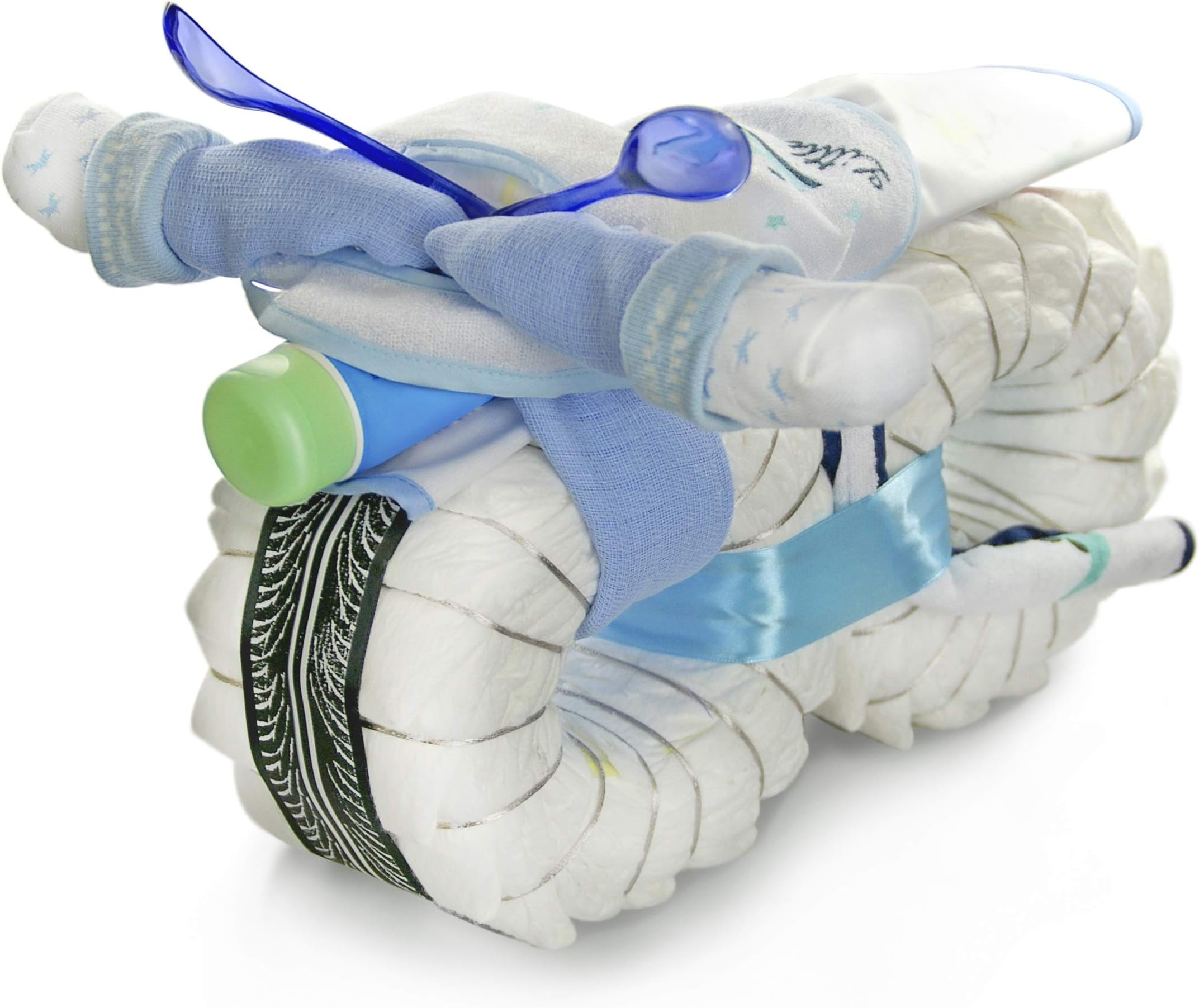 Nappy Cake ROCKSTAR Motorbike - Cool Diaper Cake blue for boys New Baby Gift Baby Shower