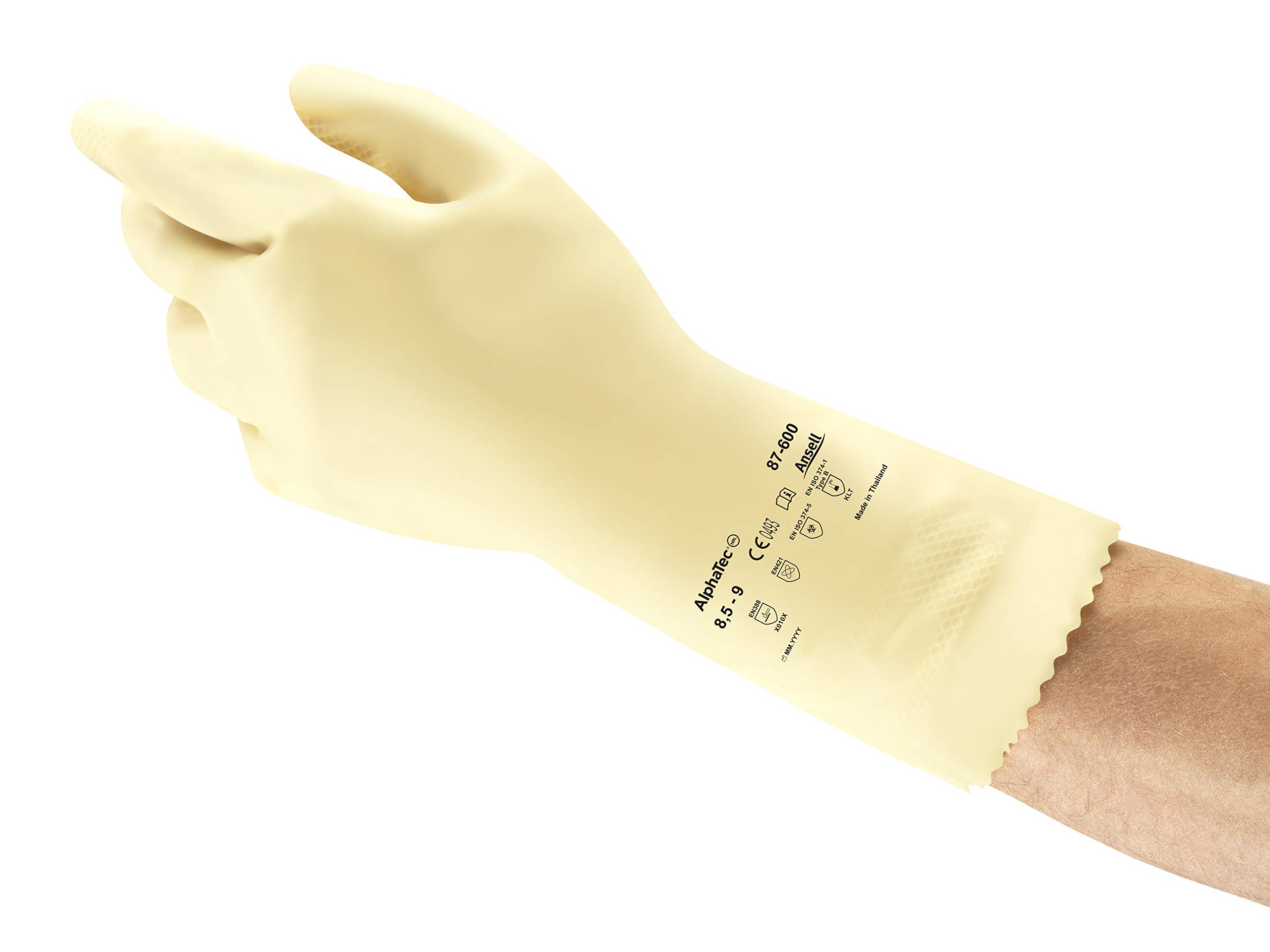 Ansell Alphatec 87-600 Multi-Purpose Work Gloves, Chemical Resistant, Dexterity and Tactility, Thin and Flexible Design, Size 8/M (12 Pairs)
