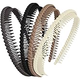 HINGTAI 4Pcs Non-slip Toothed Plastic Headbands, Fashionable Bands for Women with Teeth, Comfort Plastic Headbands Decorations Supplies for Women Suitable for Home or Commuting