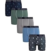 U.S. Polo Assn. Mens Boxer Briefs - 5 Pack 6'' Inseam Cotton Breathable Mens Underwear Boxer Shorts Pack with Contour Pouch