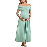 Off The Shoulder Maxi Maternity Dress for Photoshoot Baby Shower Sleeveless Casual Long Dresses