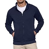 BRAPRO Men's Full-Zip Sweatshirt No Hood Hoodies Stand Collar Cardigan Pockets Jacket Casual & Active