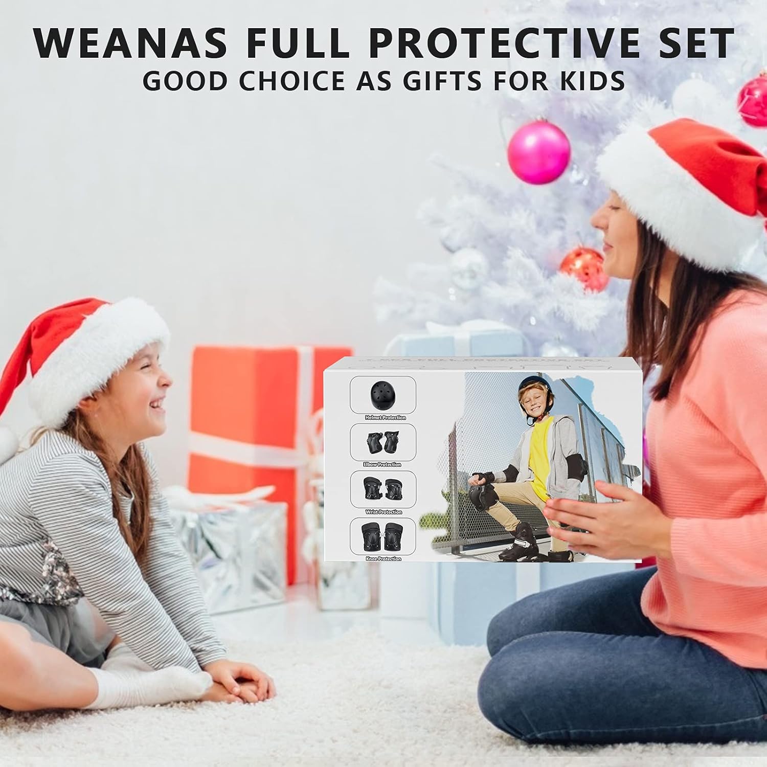 Weanas Helmets for 3-14 Years Kids Youth Adjustable Sports Protective Gear Set, Cycling Skating Safety Pad Safeguard (Helmet Knee Elbow Wrist Pads) : Sports & Outdoors