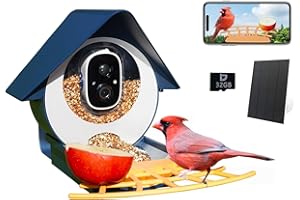Birdkiss Smart Bird Feeder with Camera, AI Identify Bird Feeder Camera with Solar Pannel, Auto Capture Bird Full HD Videos & Instant Notification, Ideal Present for Bird Lovers