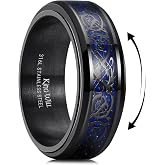 King Will 316L Stainless Steel Spinner Ring for Men Women- 8mm Width Fidget Ring with Dragon/Celtic Knot Pattern, Stress Anxiety Relief Comfort Fit Wedding Band