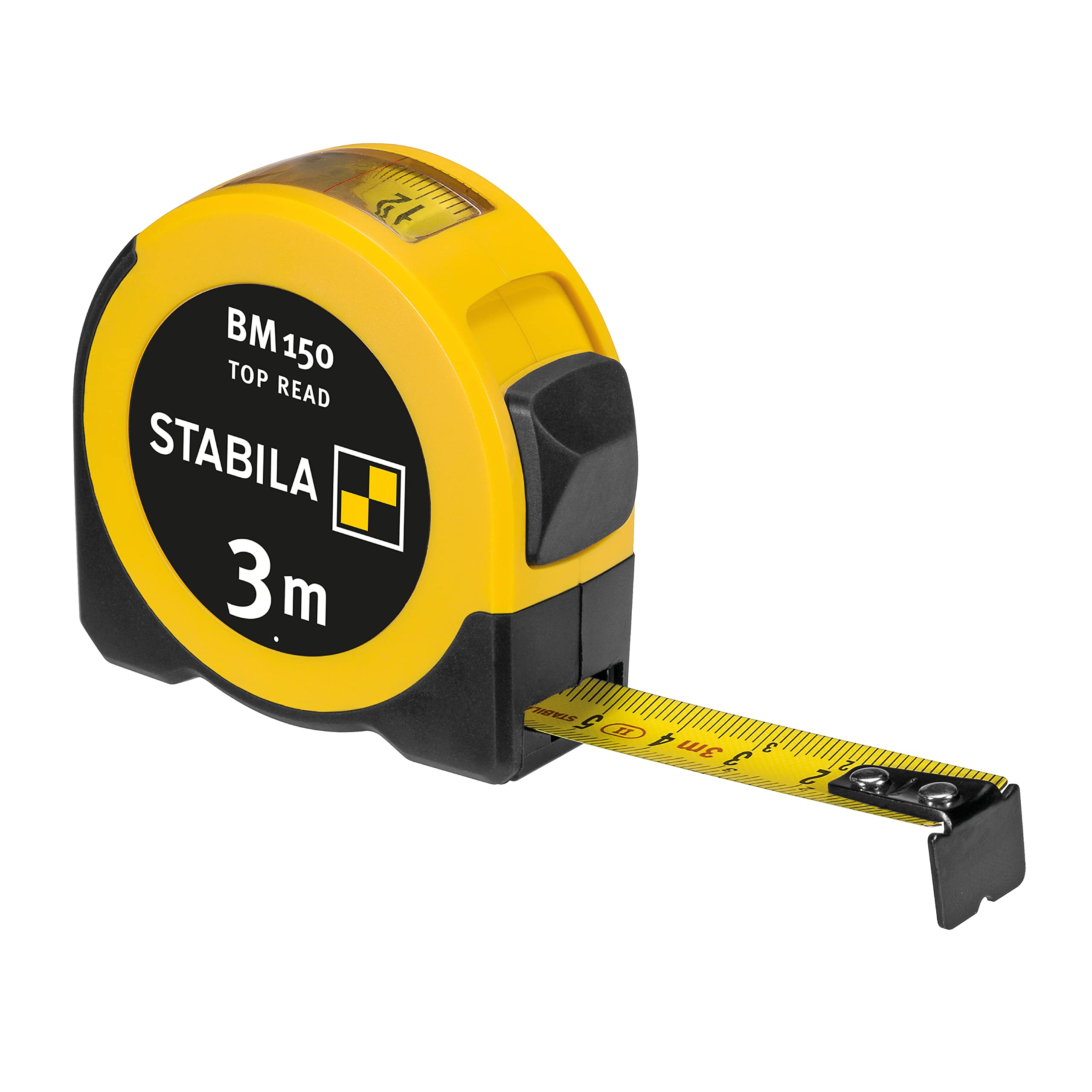STABILA Pocket Tape Measure BM 150 3M Metric Scale Tape Measure Direct Reading Window Shatterproof ABS Housing Movable Start Hook Belt Clip MID Accuracy