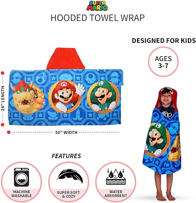 super mario hooded towel