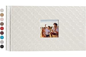 Mublalbum Small Photo Album 4x6 100 Photos Leather Cover Picture photo Book 100 Horizontal Pockets Photo Albums for Baby Wedding Anniversary Family (White)