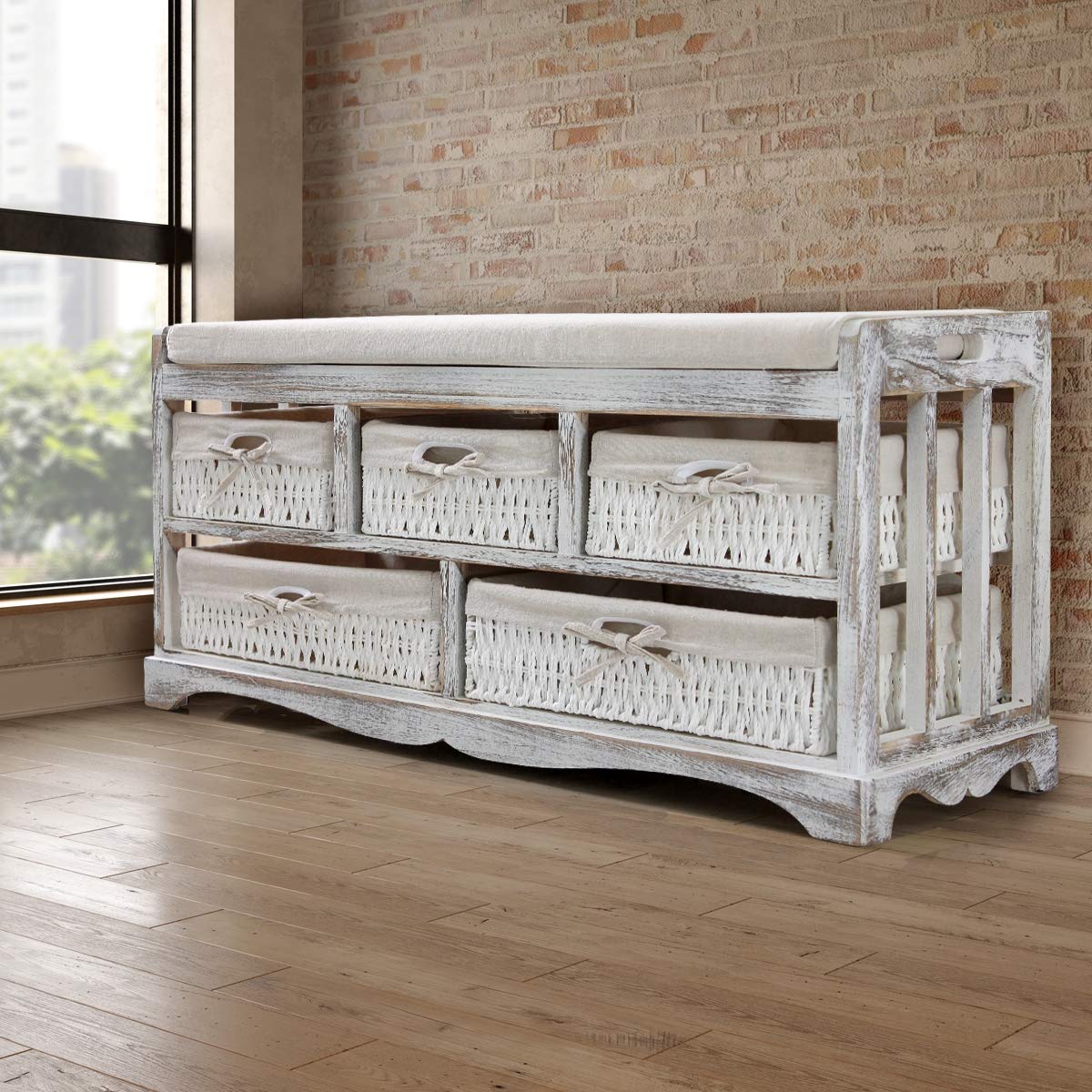 Buy ECD Germany Vintage Shabby Chic Storage Unit Bench Hallway Shoe