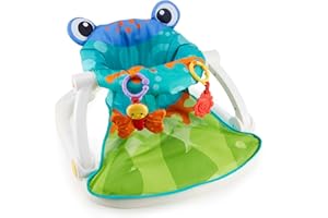 FISHER-PRICE BABY Fisher-Price Portable Baby Chair Sit-Me-Up Floor Seat with Developmental Toys & Machine Washable Seat Pad, Froggy