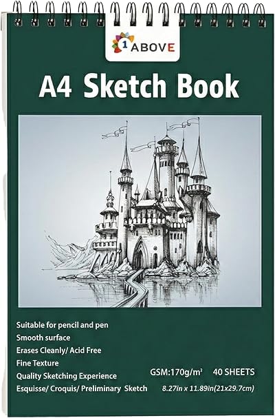 1ABOVE Artists Pad A4 170gsm 40 Sheets Spiral Bound Sketch Pad