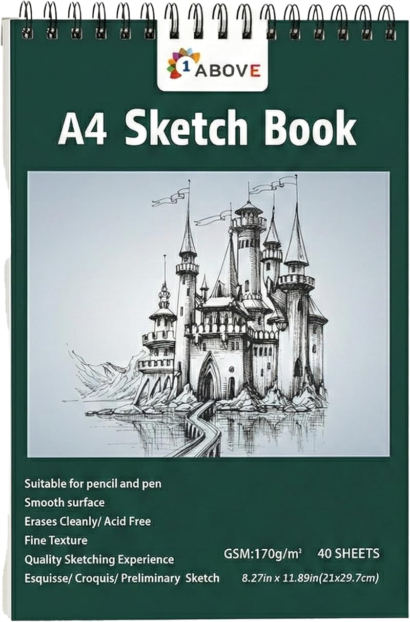 1ABOVE Artists Pad A4 170gsm 40 Sheets Spiral Bound Sketch Pad