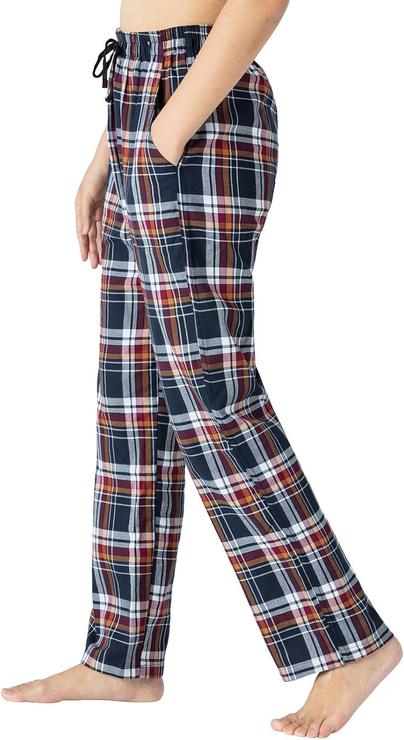 AIRIKE Women's Fleece Lounge Pajama Pants Soft Plaid Woven Sleep Pants Cotton PJ Bottoms with Pockets and Drawstring at  Women’s Clothing store