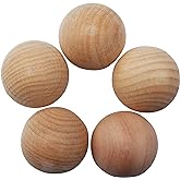 AUXBC 2 inch /5cm Wooden Round Ball Unfinished Natural Wood Ball DIY Decorative Balls Diameter for Arts and Crafts, 5PCS