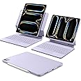 ESR iPad Pro 13 Inch Case With Keyboard (M4, 2024), Easy-Set Magnetic Stand, Portrait/Raised Modes, Removable Case, Rebound 360 Series, Purple