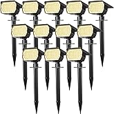 WENATY Solar Spot Lights Outdoor Waterproof IP65, 12 Pack Landscape Spotlights with 46 LEDs, 3 Modes Auto On/Off Solar Powered Flood Lights for Outside Pathway, Yard, Garden, Walkway (Warm White)