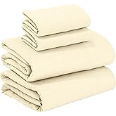RUVANTI 100% Cotton Flannel Sheets Queen Size - 4 Piece Warm, Soft & Breathable, Deep Pocket, Double Brushed Cozy All Season Bedding Set, Cream