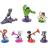 Disney Store Official Spidey and His Amazing Friends Figure Set – 7 Fully Sculpted Disney Figures Including Spidey, Spin, Ghost Spider & More in Double-Tiered Box with Scenic Backgrounds