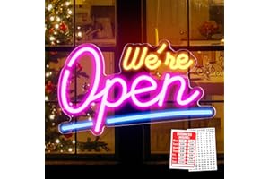 Liomus Neon Open Signs for Business, We Are OPEN Bright Neon Light Up Sign for Window Party Store Shop Bars With Business Hou