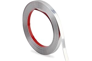 Hungbak Peel and Stick Wall Molding Trim, Flexible PVC Strip for Mirror, Cabinet, Tile Edge and DIY Home Decoration (Glossy Silver, 16.4 ft x 0.4 in)