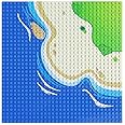 Feleph Classic Blue Baseplate for City Road Beach, Ocean Island Street Water Base Plate 10 x 10 Inches, Pirates Sea Toy Kit for Major Brands Building Bricks (Curved 1PC)