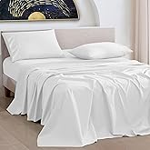 URBANHUT 1000 Thread Count 100% Cotton Queen Size Sheets, Soft & Breathable 4 Piece Bedsheet Set, Luxury Hotel Sheets Sateen Weave, Better Than Egyptian, 16" Elasticized Deep Pocket - White
