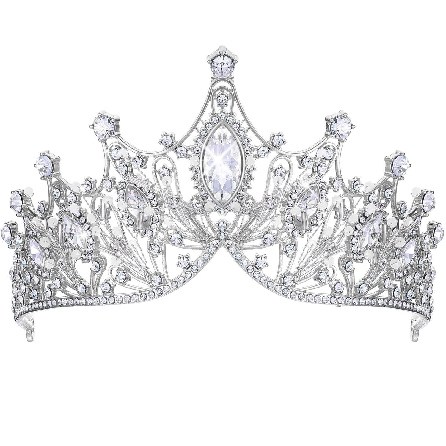 TITIVATE Tiara Crystal Crown Wedding Tiara Bridal Tiara Crystal Rhinestone Tiara Crown Princess Tiara, Crystal, Rhinestone, Alloy,