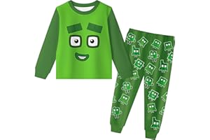 Difforever Boys Numbers Long Shirts and Pants Sets Kids Girls Cartoon Home Causal Wear Daily Playwear for 3-10 Years