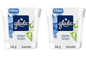 Glade Scented Candle, Clean Linen, 1-Wick Candle, Air Freshener Infused with Essential Oils for Home Fragrance, 2 Count (Pack