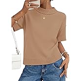 ZESICA Women's Casual Short Sleeve Sweaters 2026 Summer Oversized Crewneck Soft Knit Cropped Tops Trendy Outfits