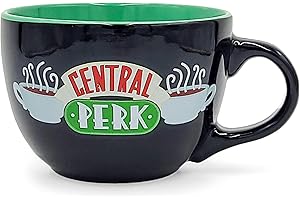 Silver Buffalo FRIENDS Central Perk Black Ceramic Mug Oversized for Coffee, Soup, 24 Ounces