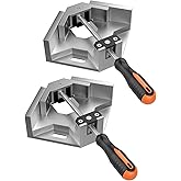 Housolution Right Angle Clamp, [2 PACK] 90&deg; Aluminum Alloy, Silver Gray | Single Handle Corner Clamp, Clamps for Woodworking Adjustable Swing Jaw, Tools Photo Frame Vise Holder, Gifts for Men