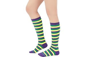 American Trends Knee High Socks for Women Athletic Outdoor Sport Thigh High Stockings Casual Stripes Tube Socks, 1 Pack Purpl