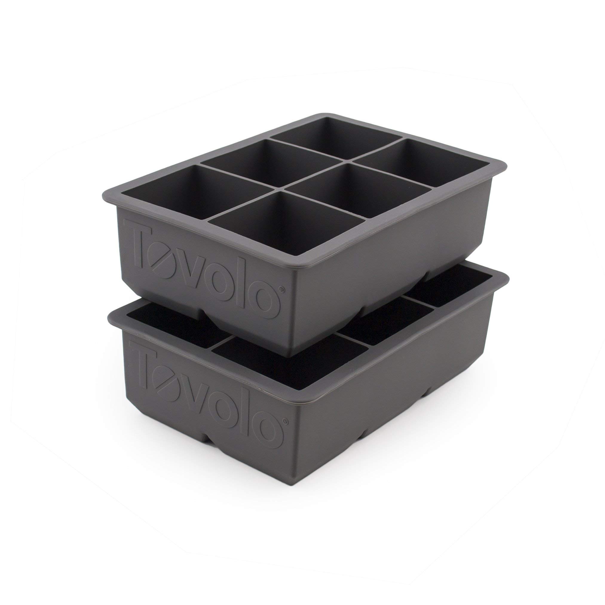 Tovolo 81-21778 King Cube Ice Trays, Charcoal-Set of 2, Silicone