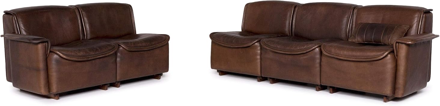 Amazon Com De Sede Ds 12 Leather Sofa Set Braun 1x Three Seater 1x Two Seater Couch Sanaa Kitchen Dining